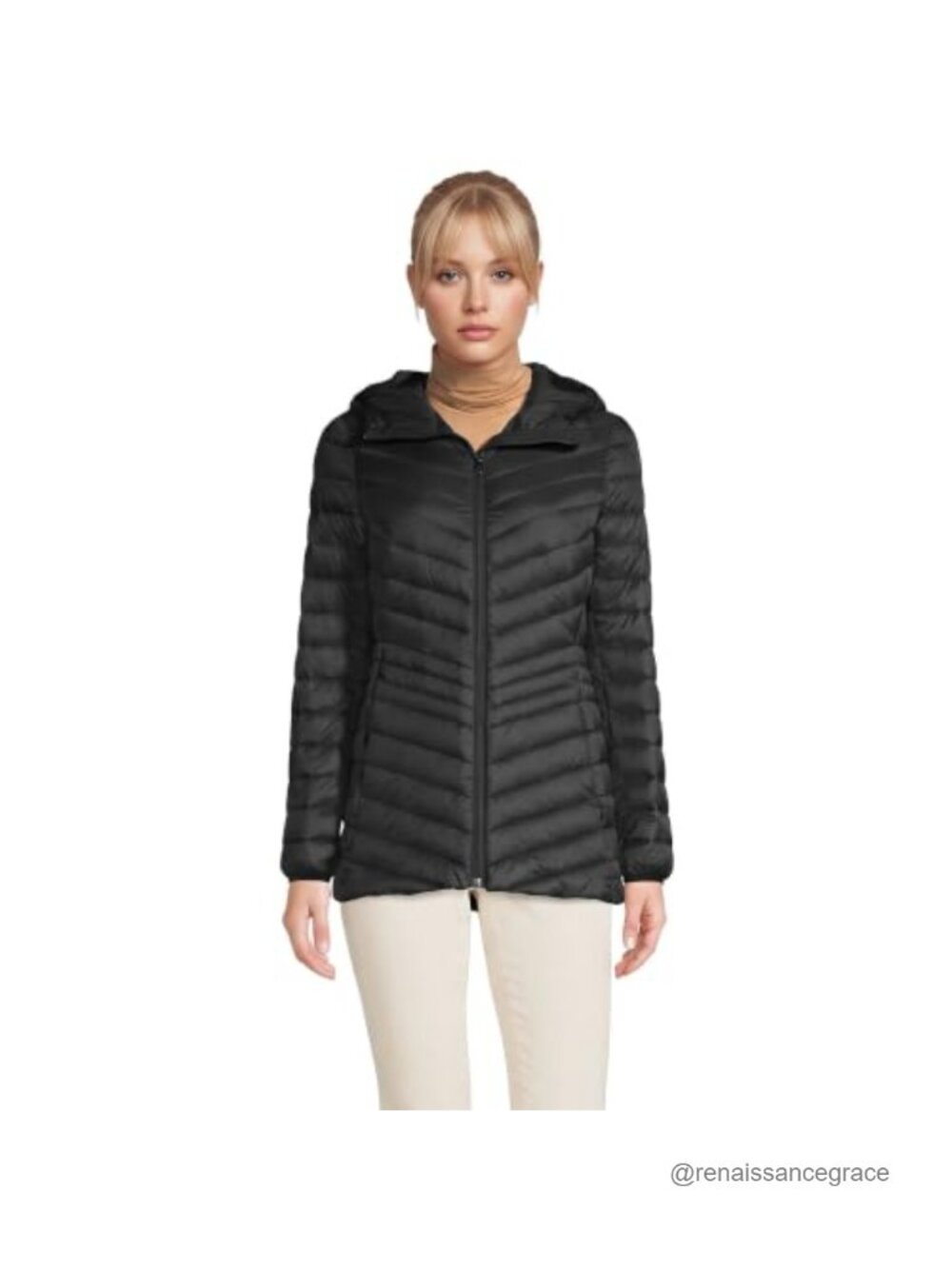 Lands' End Ultralight Packable Down Jacket 800 Fill Nylon Hooded